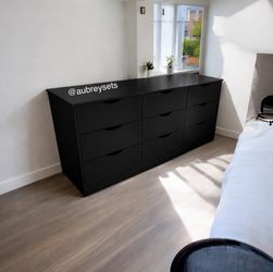 Black 9 drawer dresser with spacious drawers