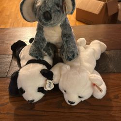 Lot Of 3 TY Vintage Stuffed Bears Chilly,Eucalyptus And Peking