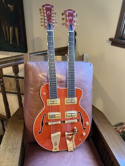 Gretsch 6120 Double-Neck Electric Guitar — Orange, Gold Hardware