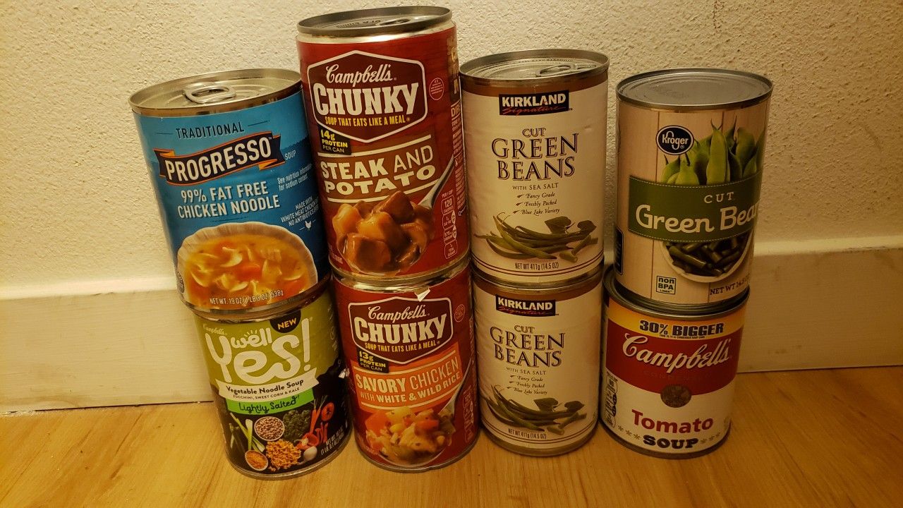 Canned soups & green beans