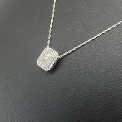 10kt White Gold Rectangle Diamond Cluster Necklace & Pendant Combo .25ctw 1.50grams 165072 20