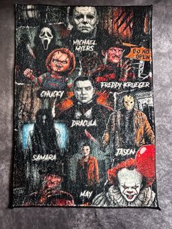 Horror Icons Collage Area Rug