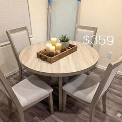 Beautiful! 5- Pc Dining Table Set Light Gray NEW