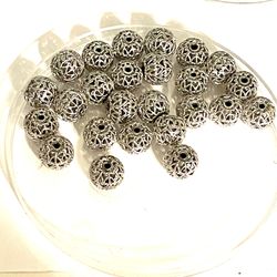 Lot Of 25 Silver Filigree Beads