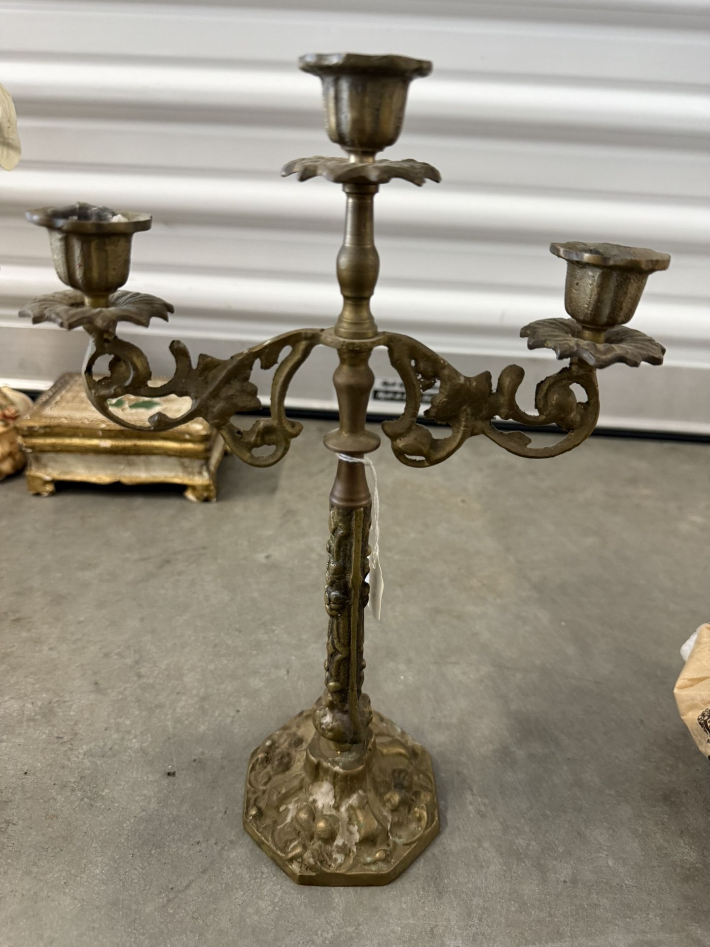 Vintage solid Brass Candelabra Ornate 3 Arms Candlestick Candle Holder Art nouveau Style