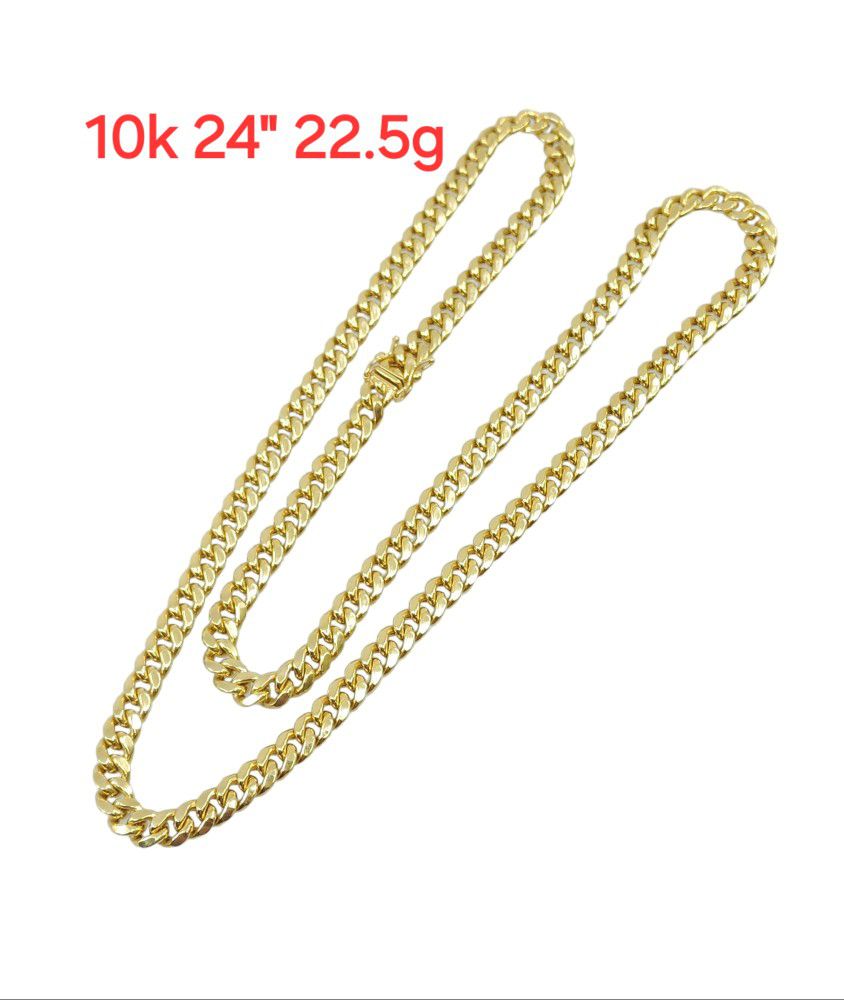 10k Yellow Gold Cuban Link Chain 