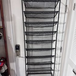 Over-the-Door 10-Tier Mesh Shoe & Storage Rack – Black