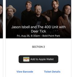 Jason Isbell And The 400 Unit With Deer Tick Concer Tickets Thumbnail