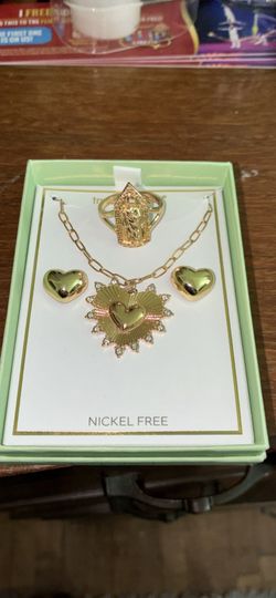 Women Necklace N Earings With Saint Judas Ring Size 9