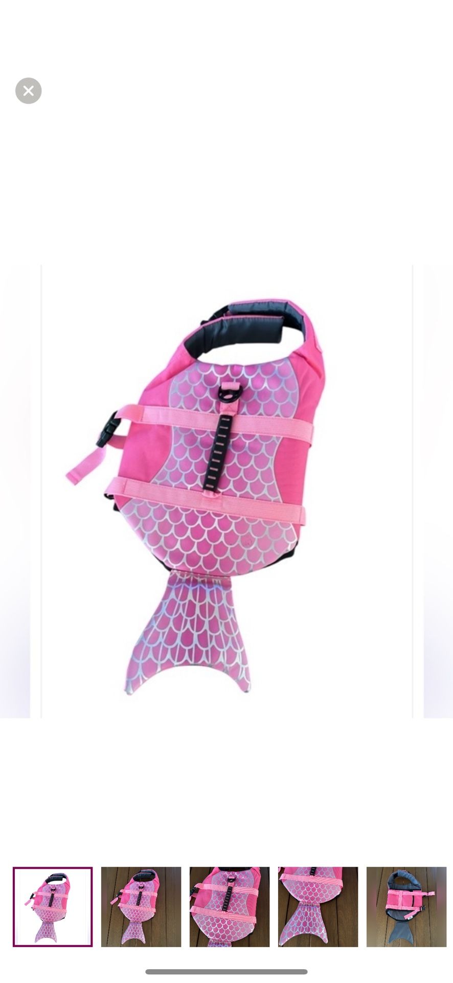 DOG pink mermaid life jacket size medium
