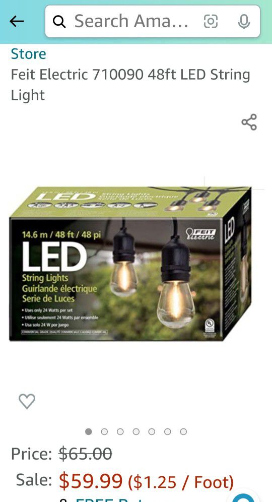 Feit Electric 710090 48ft LED String Light for Sale in San Bernardino, CA  OfferUp