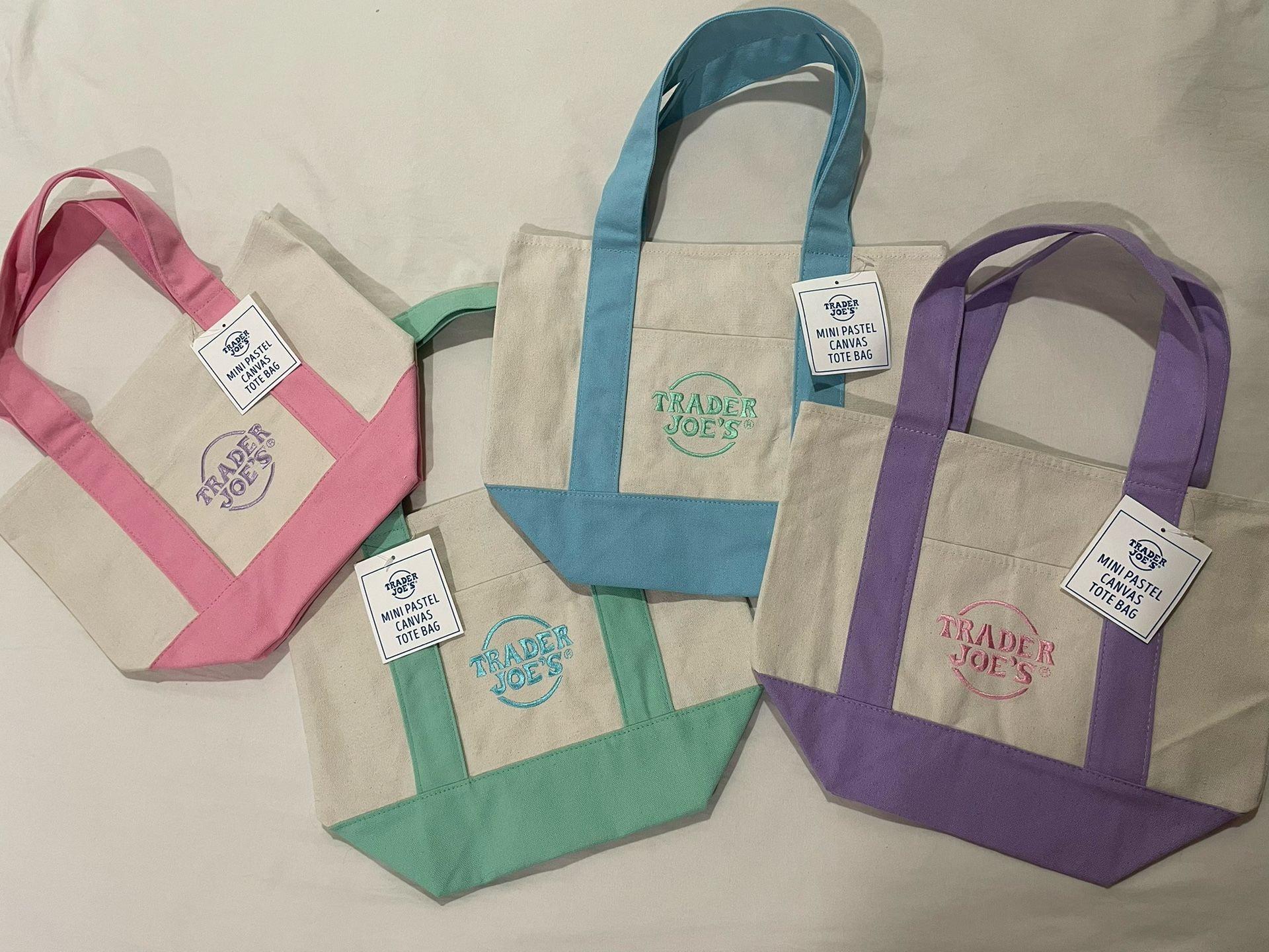 4 Trader Joe’s Mini Pastel Tote Bags