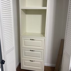 White Closet Storage Cabinet with Shelves and Drawers