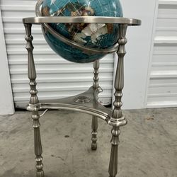 🌍 Vintage Alexandra Kalifano Floor Globe – Turquoise Gemstone Style