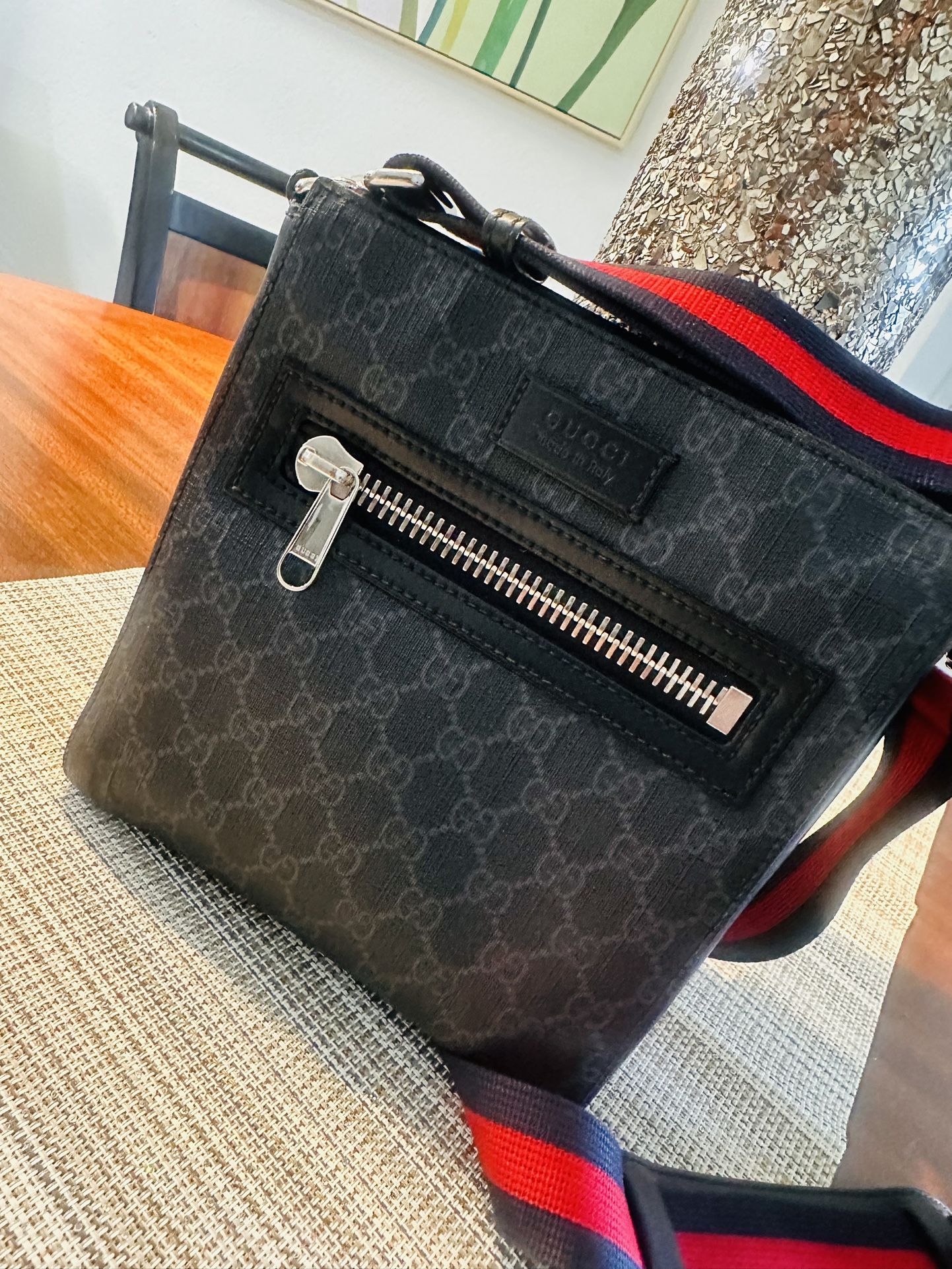 GUCCI Black/Gray Small Messenger Bag **AUTHENTIC**