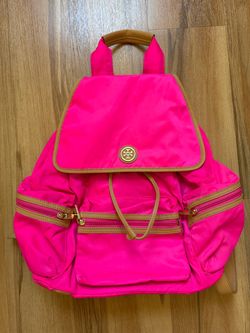 Tory Burch bright pink nylon backpack