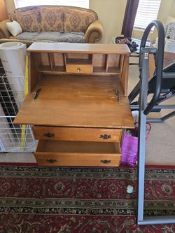 Wooden Secretary Desk with Drawers