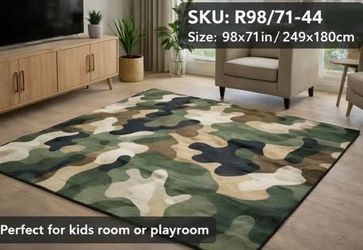 Brand New 98×71 Camouflage Area Rug – Soft Non-Slip Carpet for Living Room / Bedroom / Game Room
