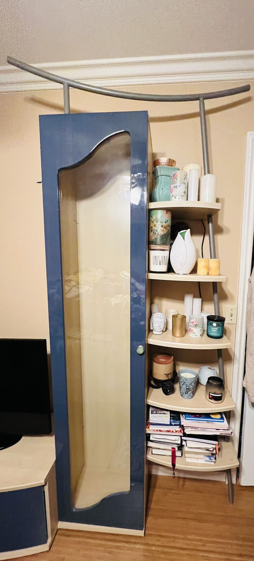 Blue Entertainment Center/ Armoire- 3 Piece Set
