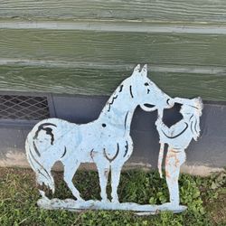 Metal Horse/cowgirl Sign 