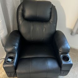 Electric Power Lift Recliner Chair with Massage for Elderly, PU Leather Home Theater Seat with Side Pockets and 2 Cup Holders Ergonomic Lounge Chair S
