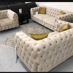 Brand New ✅Living Room Set Cream ~ Sofa Loveseat Chair ✅ Delivery Available 👍