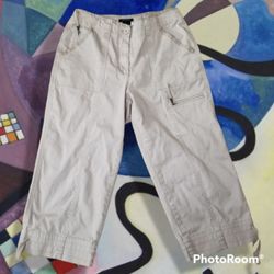 Westbound Tan Mid-Rise Stretch Cotton Cargo Cropped Pants Women's 6