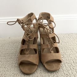 Tan Lace Up Casual Heel