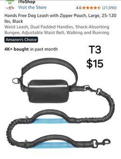Hands free dog leash with pouch