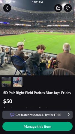 7/28 Padres Rockies  RF Row 1 ticket