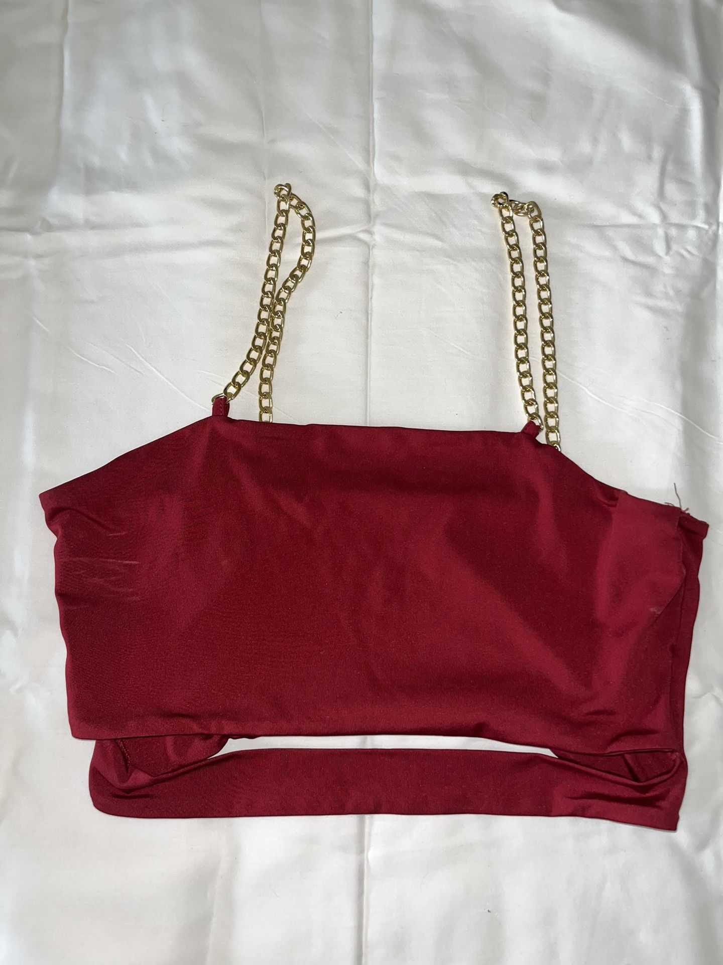 Burgundy Chain Strap Crop Top
