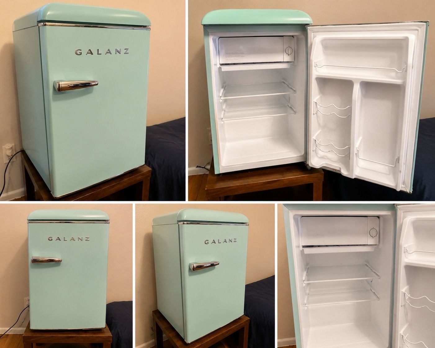 10PM [ 78704 GALANZ Top Rated 18 in. 2.5 cu. ft. Retro Single Door Refrigerator, Bebo Blue, Energy Star by Galanz