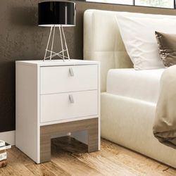 White Bed side Night side Table with Two Drawers