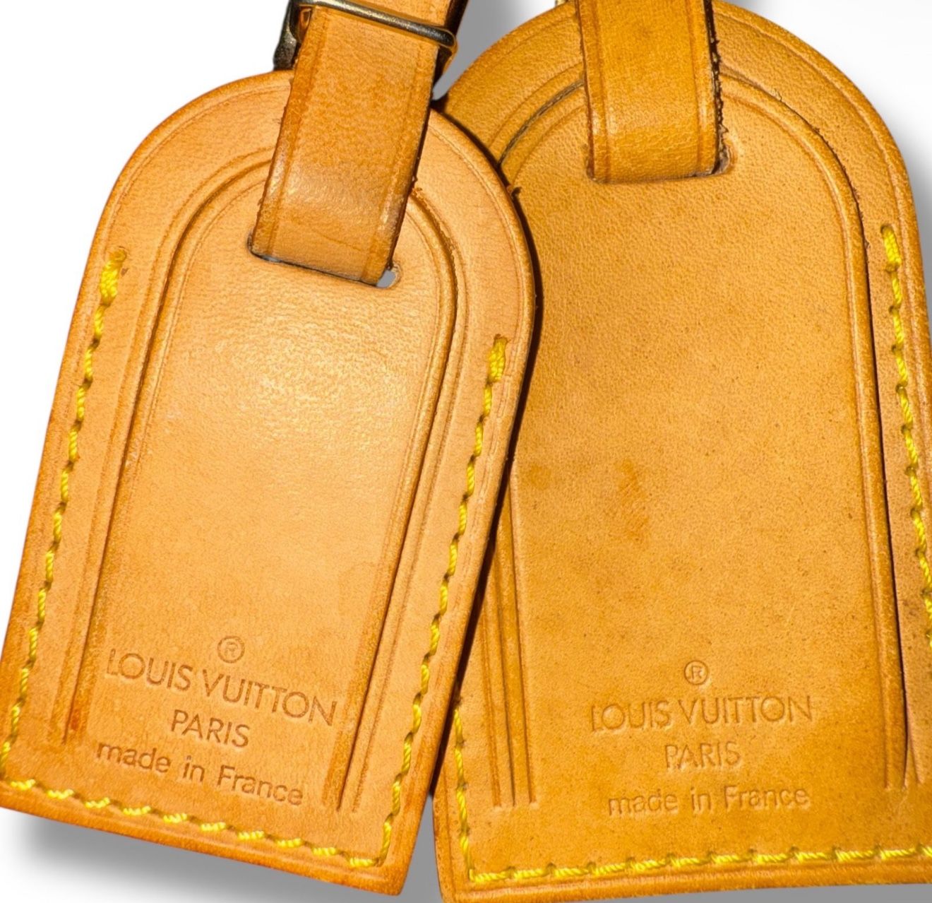 Set of 2 Authentic Louis Vuitton Vachetta Leather Luggage Tags – Made in France 