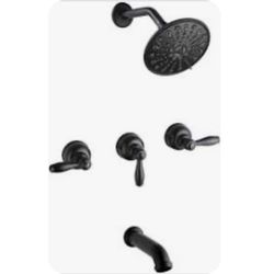 Tub Shower Faucet Set Valve Included 6-Inch Rain Shower Head Tub Spout and Triple handle
