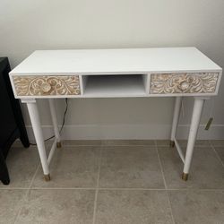 White Hand Carved Writing Desk!