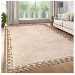 5x7 Area Rug Washable Living Room Rugs Non Slip Modern Border Large 