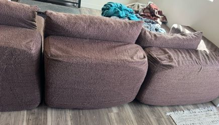 Brown Upholstery Sofa L-Shape Chaise