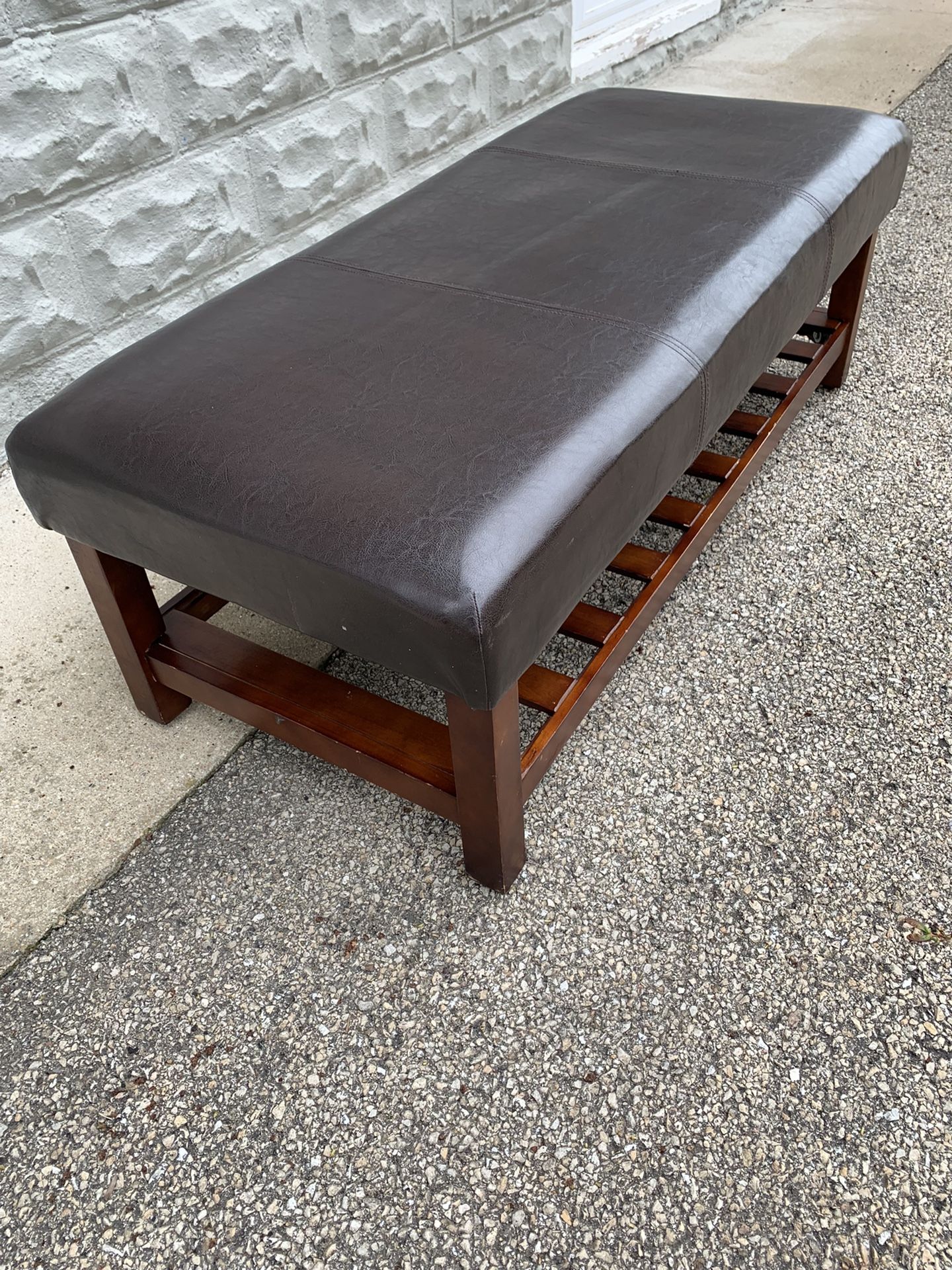 Ottoman / bench / Faux Leather / Espresso Legs – Threshold (Target) 44 ½ W x 20 ½ D x 16 ½ H