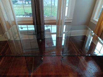 Elegant glass dining set with 6 chairs