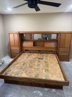 Wood Look California King Size bed frame with extras