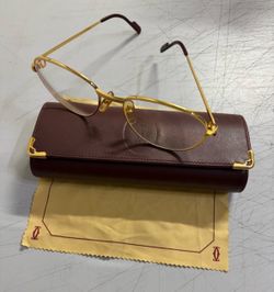 Vintage Cartier Romance Oval Gold Eyeglasses 55-18 140 Burgundy Case France