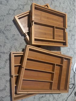 USED Bamboo wood Drawer Organizers expandable