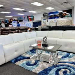 Beautiful Modern 100% Genuine Top Grain Leather PWR Head & Foot Recliner Sectional NOW 70% OFF (Living Room Furniture)