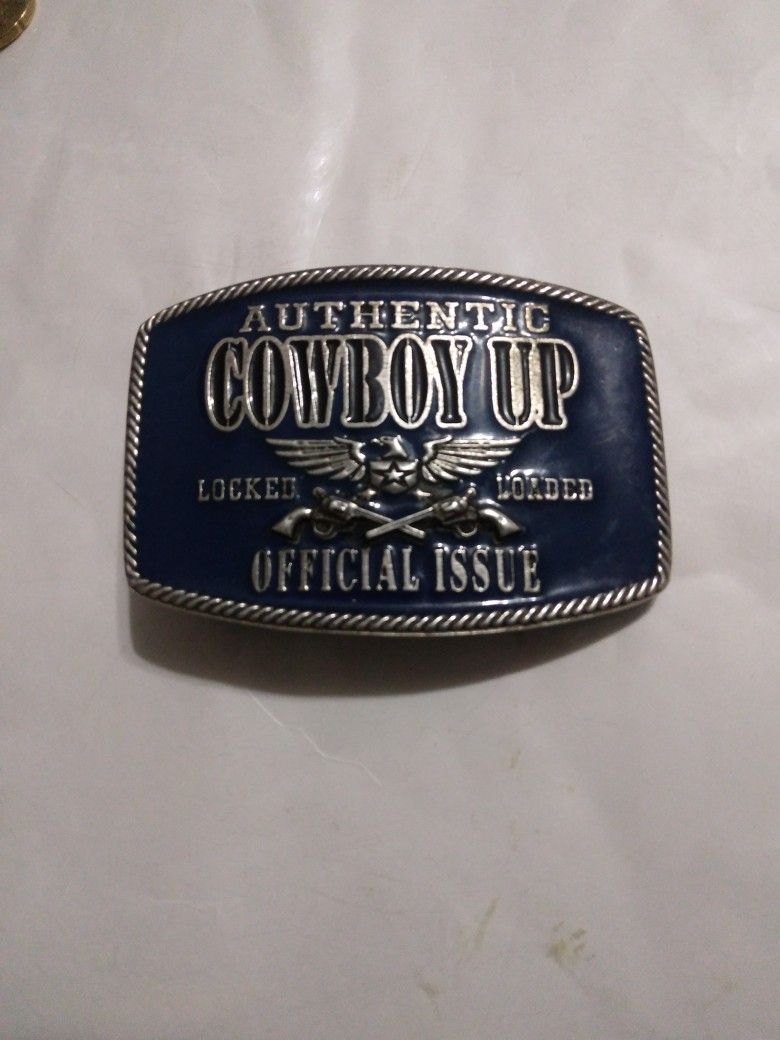 Montana Silver Smiths Authentic Cowboy Up Lock And Loaded Official Issue Belt Buckle Use