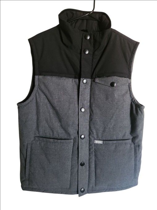 FIGS On-Shift Puffer Vest Multi Pocket Black & Gray Colorblock Men's Size L