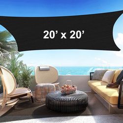New in Box $65 X-Large Square 20x20 ft Sun Shade Sail with Ropes, 3 Colors (Beige, Gray, Black)
