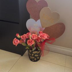 Valentine’s Day Heart Bucket With Artificial Flowers , $20 