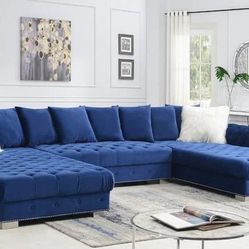 NEW VELVET SECTIONAL BLACK, BLUE AND GRAY ! 851 Van Houten Ave Clifton NJ 07013! MINAS HOME FURNITURE