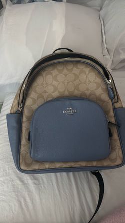 Blue beige coach backpack